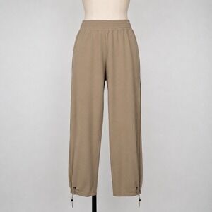 Alice + Olivia Classics Miami Side Slit Tan Khaki Jogger Pants S High Rise Nude